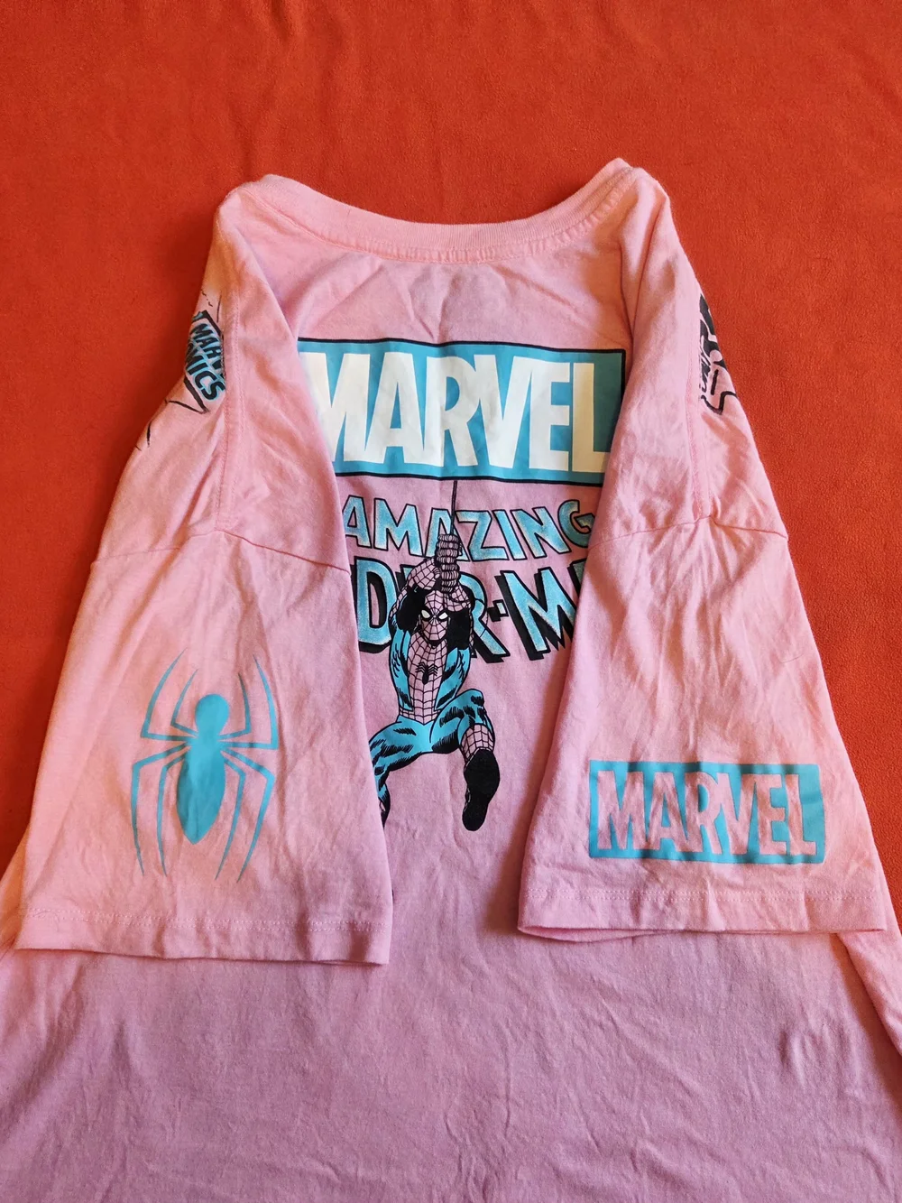 MARVEL Spider-Man Comic Panels Graphic T-Shirt Unisex XL  Pink